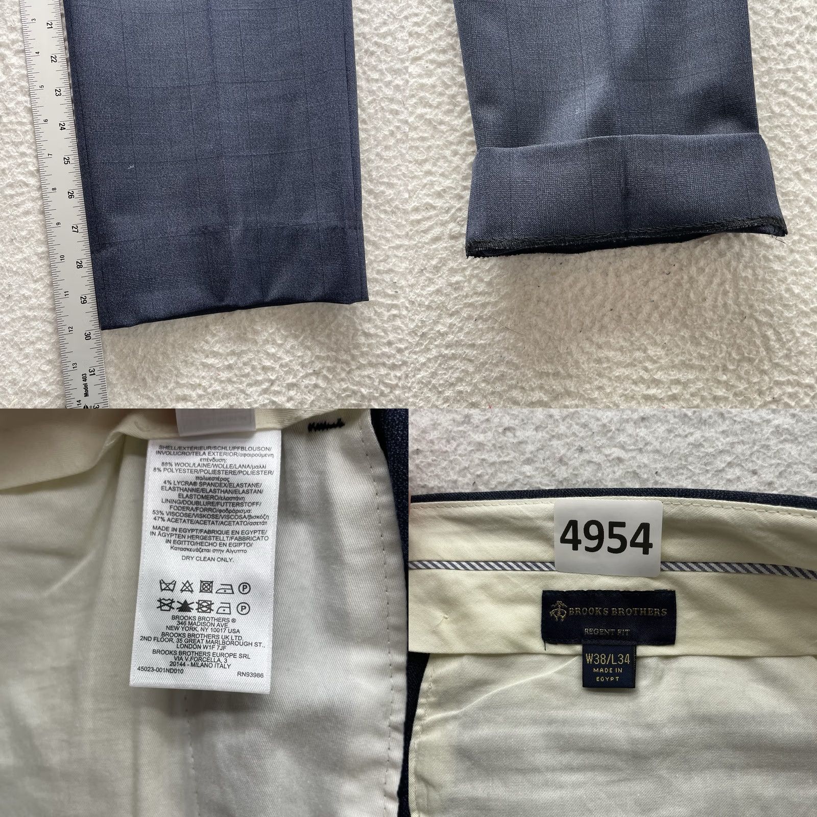 Brooks Brothers Brooks Brothers Regent Pants Mens 38x30 Navy Blue Glen Plaid Dress Pants Size US 38 / EU 54 - 9 Thumbnail