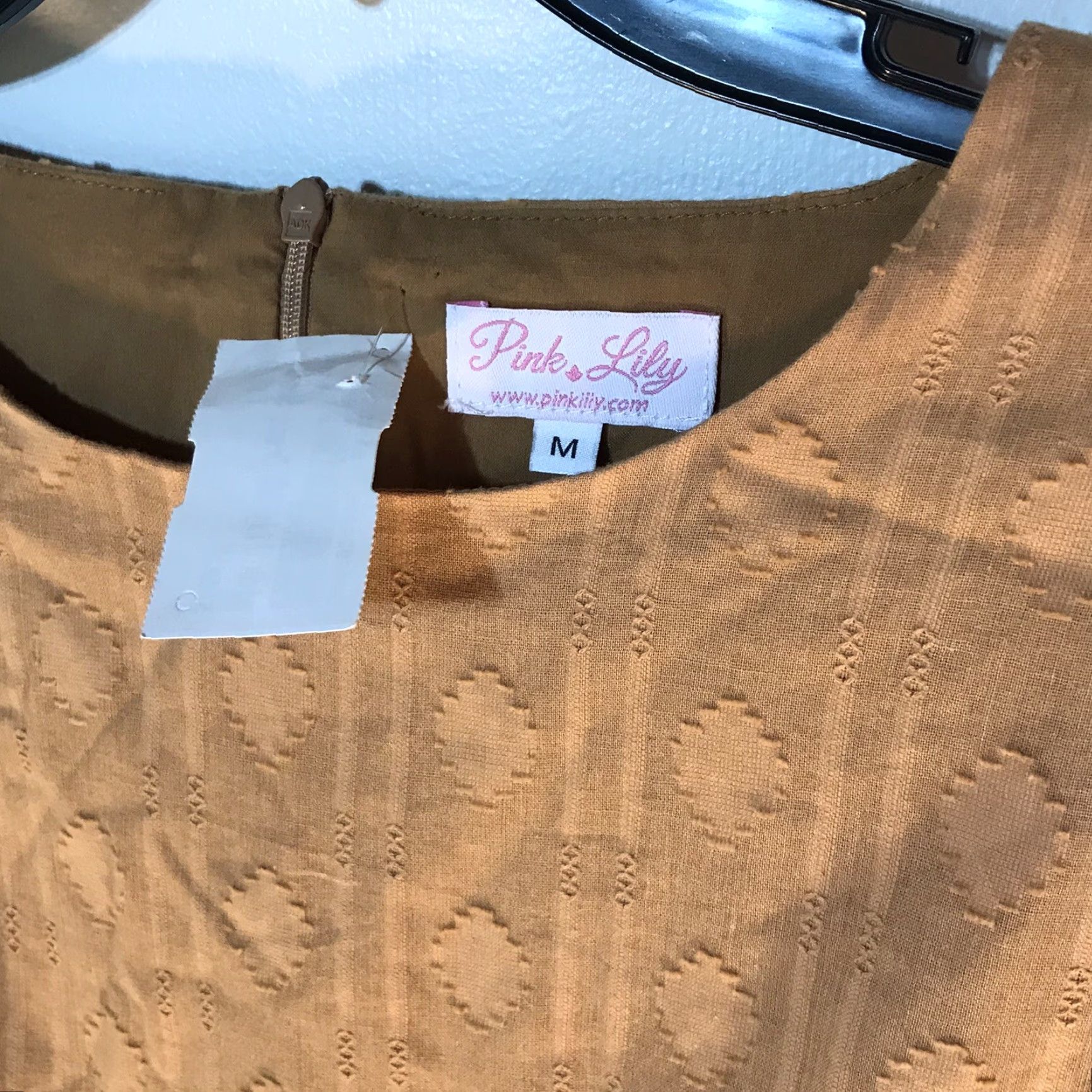 Vintage Pink Lily Women's Short Dress Light Brown Ruffle Knee Length Casual Party Fall Winter Size M Size M / US 6-8 / IT 42-44 - 2 Thumbnail