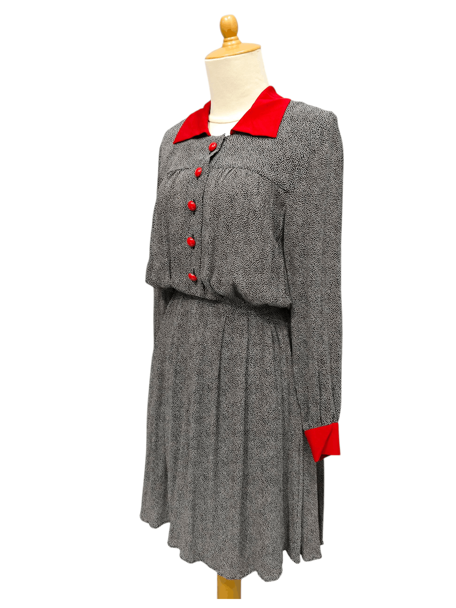 Yves Saint Laurent 80s Yves Saint Laurent Archive Polka Dot A Line Rayon Dress Size M / US 6-8 / IT 42-44 - 3 Thumbnail