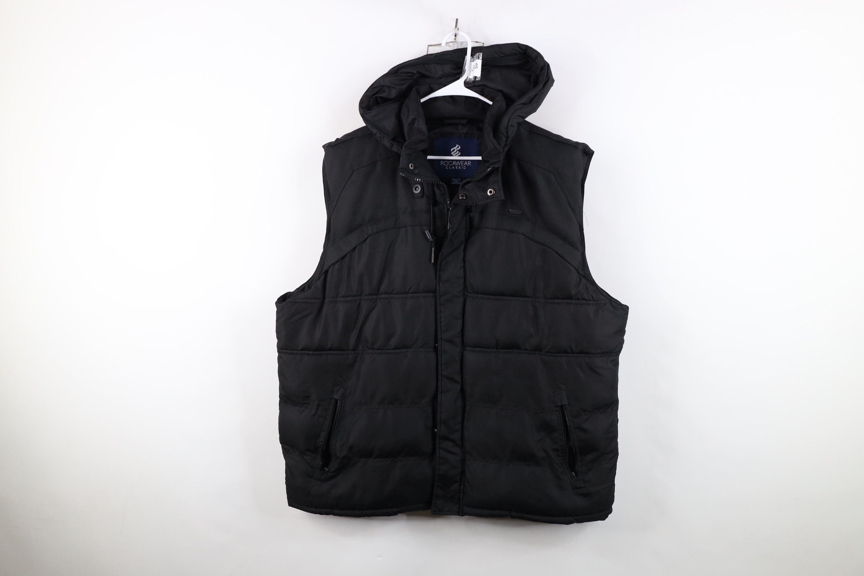 Rocawear Vintage Rocawear Full Zip Hooded Puffer Vest Jacket Black Size US XXL / EU 58 / 5 - 1 Thumbnail