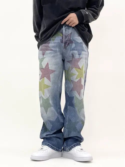 VIBE Vintage Wash Y2K Street Hip Hop Micro Flare Jeans Size US 30 / EU 46 - 1 Thumbnail