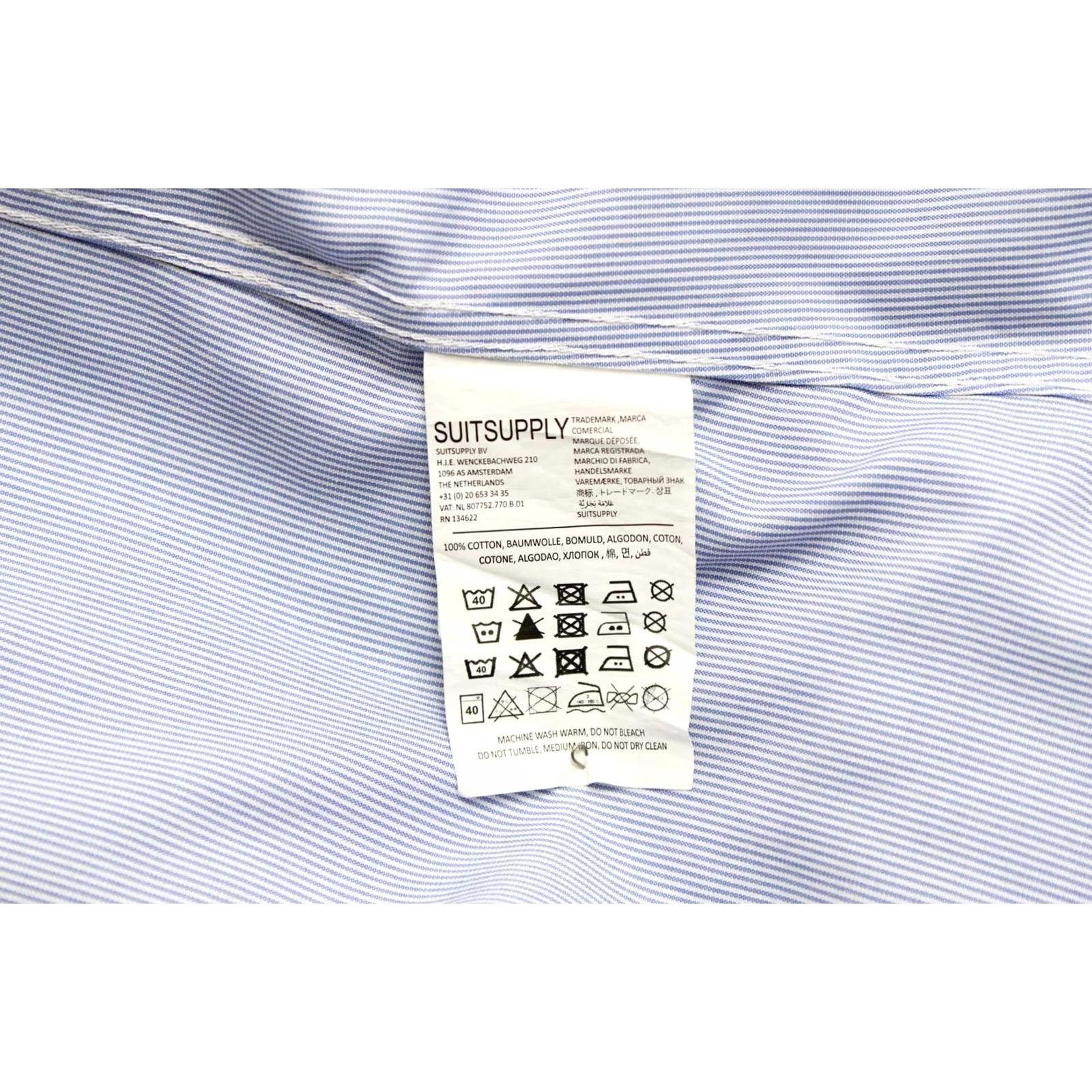 Suitsupply SUITSUPPLY Try On Extra Slim Fit Formal Shirt Men's Blue Pinstripe 38 / 15 Size 38R - 6 Thumbnail