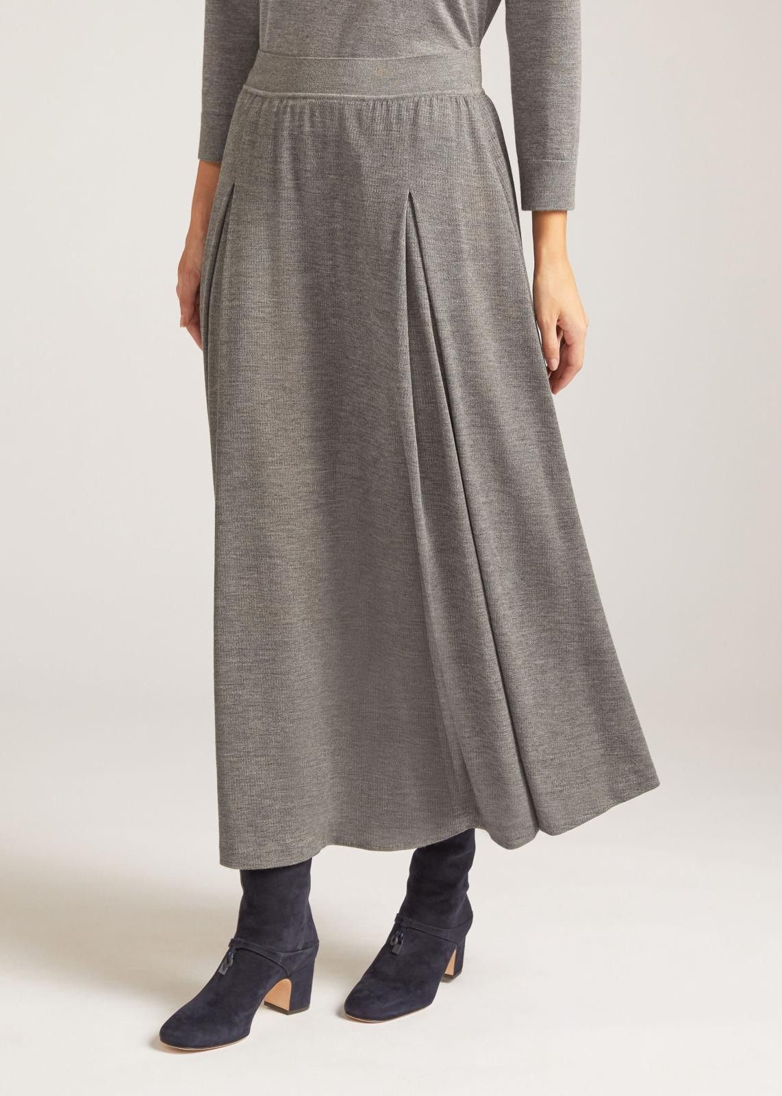Loro Piana o1srvl11e1224 Guastalla Cashmere Silk Skirt in Grey Size 30" / US 8 / IT 44 - 5 Thumbnail