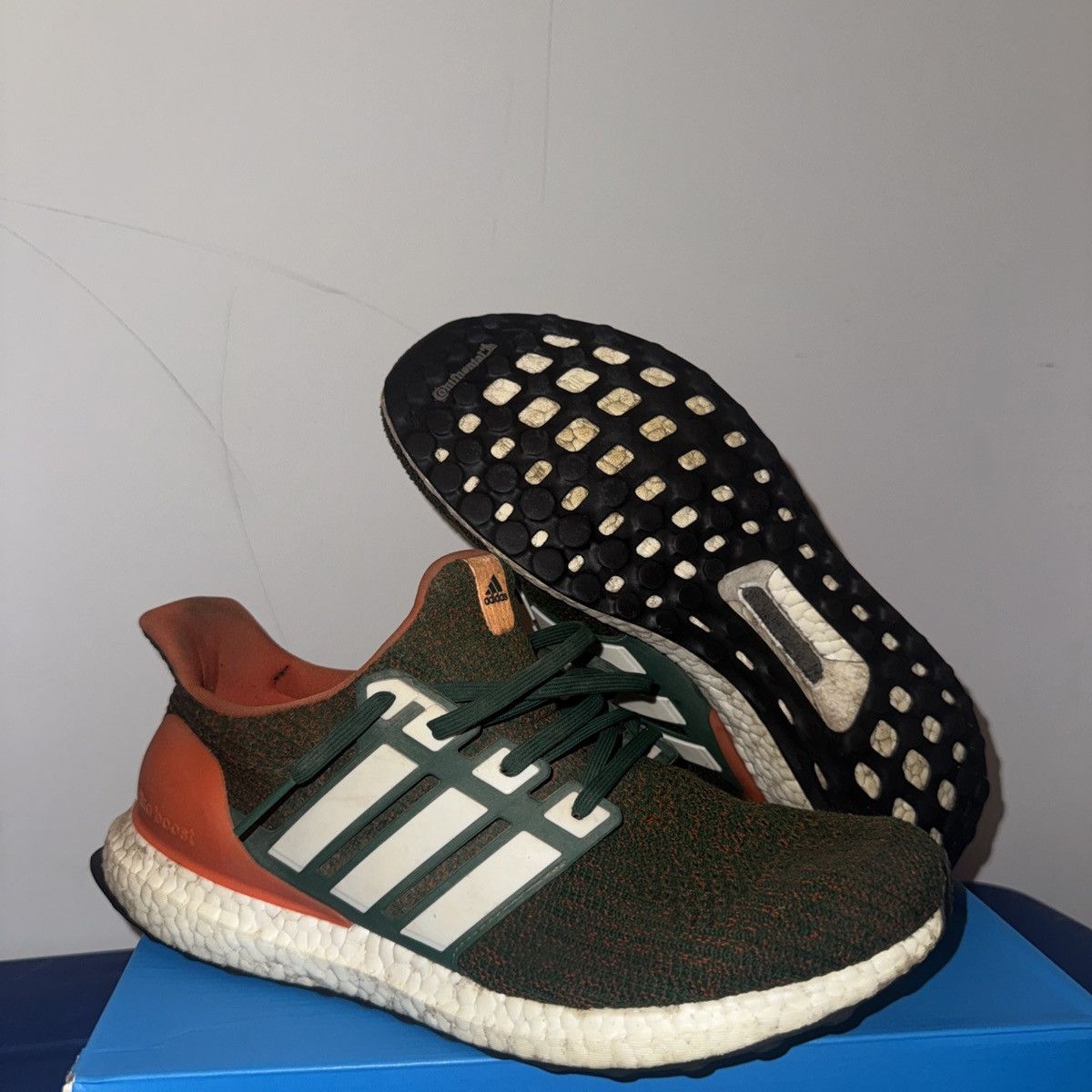 Adidas Adidas UltraBoost 4.0 Miami Hurricanes Color Way Size US 12 / EU 45 - 9 Thumbnail