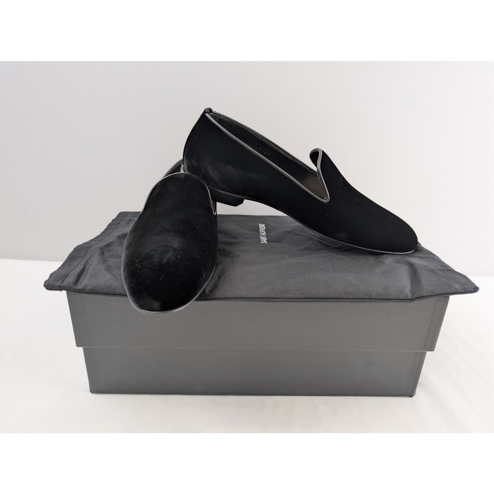 Saint Laurent Paris o1rshd1 velvet slip-on loafers shoe in Black Size US 8 / EU 41 - 18 Thumbnail