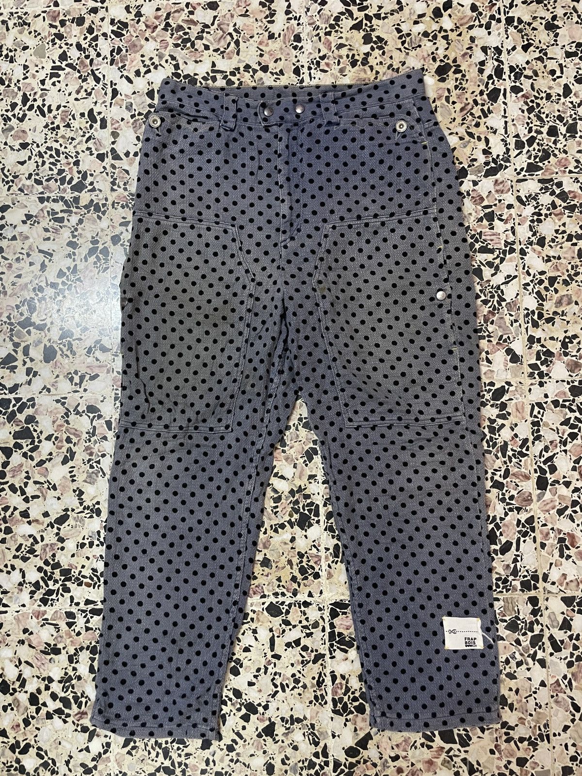 Frapbois Frapbois Japan Half Double Knee Polkadot Distressed Pants Size US 32 / EU 48 - 2 Thumbnail