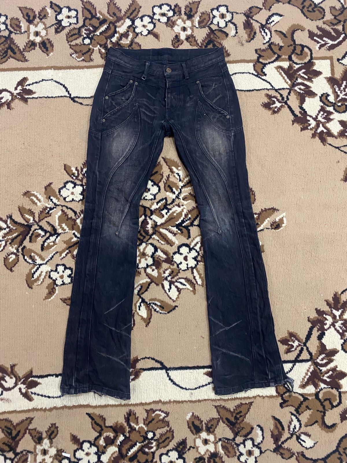 JACKROSE Jackrose Rare Design Distressed Pinned Flare Denim Size US 30 / EU 46 - 7 Thumbnail