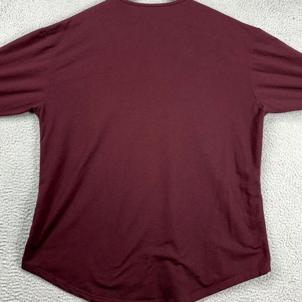 Vintage Bylt Drop Cut T-Shirt Mens 2XL Long Sleeve Crew Neck Maroon Red Solid Breathable Polyester Shirt Size US XXL / EU 58 / 5 - 4 Thumbnail