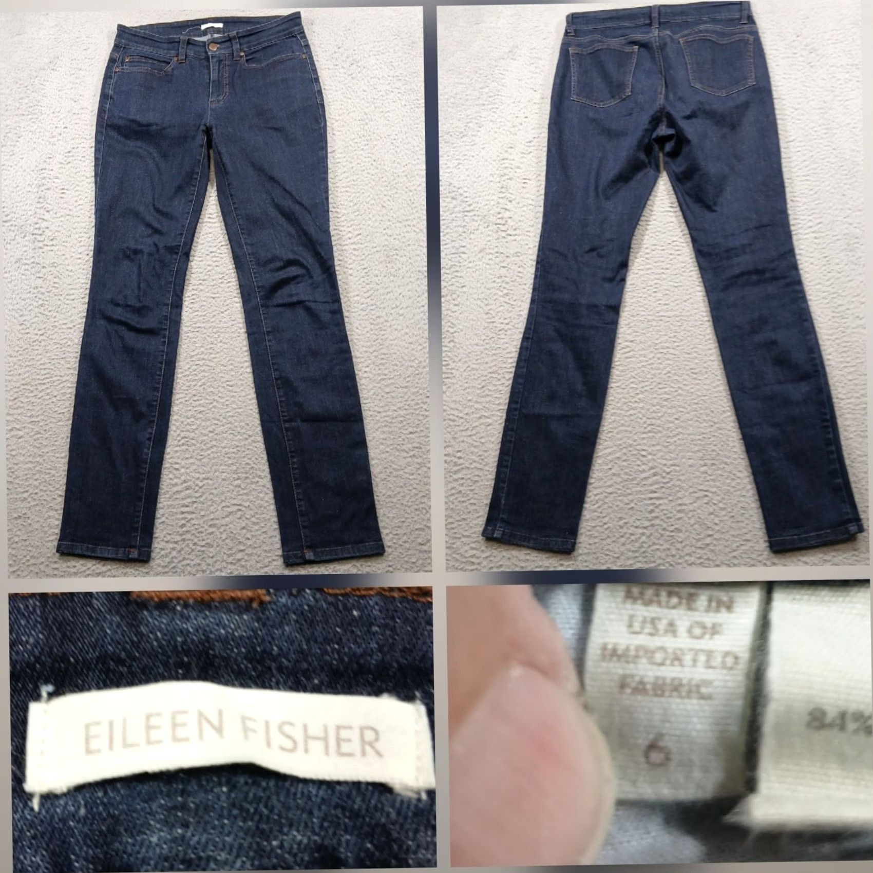 Eileen Fisher VINTAGE? No. Eileen Fisher Jeans Blue Dark Wash 6 Organic Cotton Stretch Skinny Leg Denim 5-Pocket Womens EUC Size 28" / US 6 / IT 42 - 2 Thumbnail