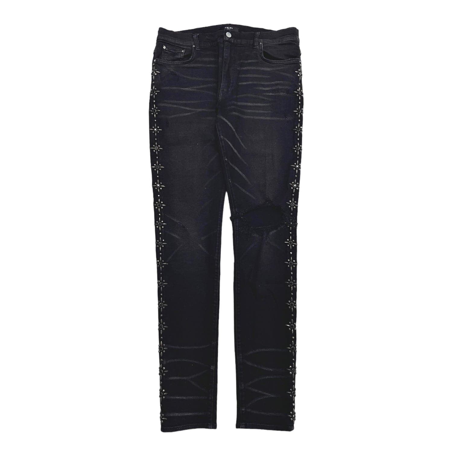 image of Amiri Side Studded Broken Jeans Rough Black, Men's (Size 36)