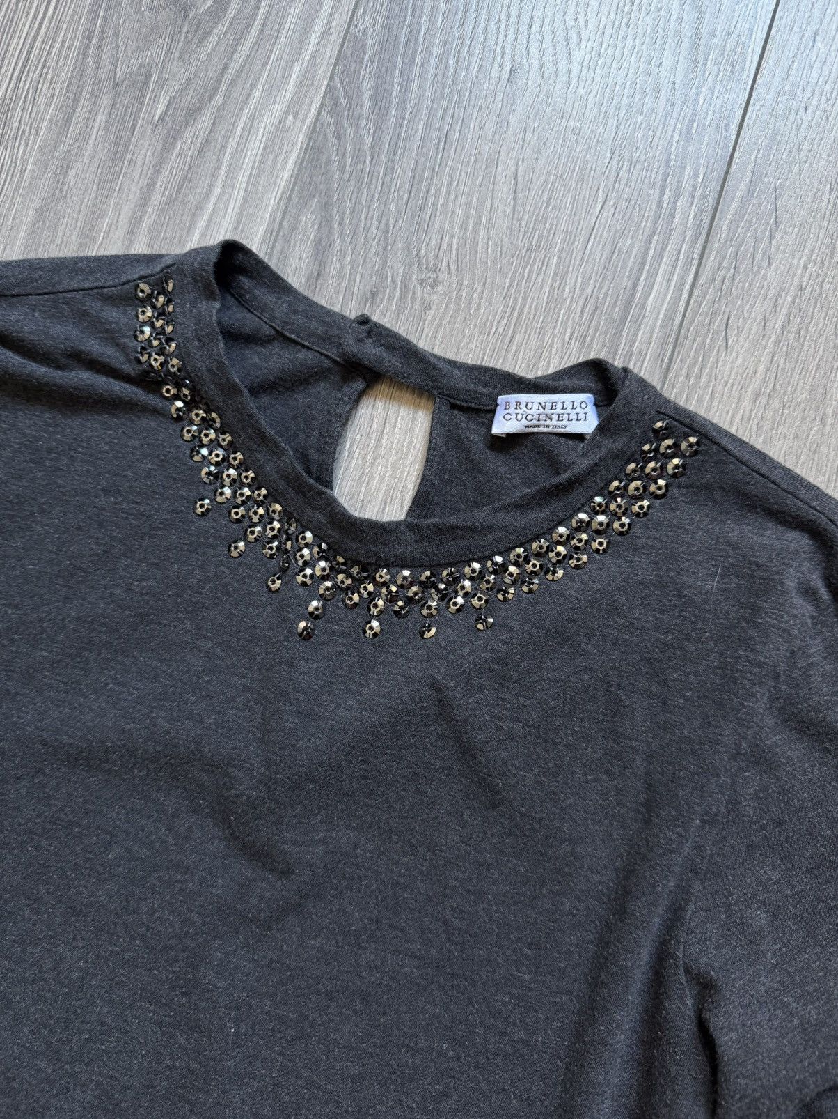 Brunello Cucinelli Brunello Cucinelli Gray Tunic Tee Xl with Swarovski Elements Size XL / US 12-14 / IT 48-50 - 1 Thumbnail