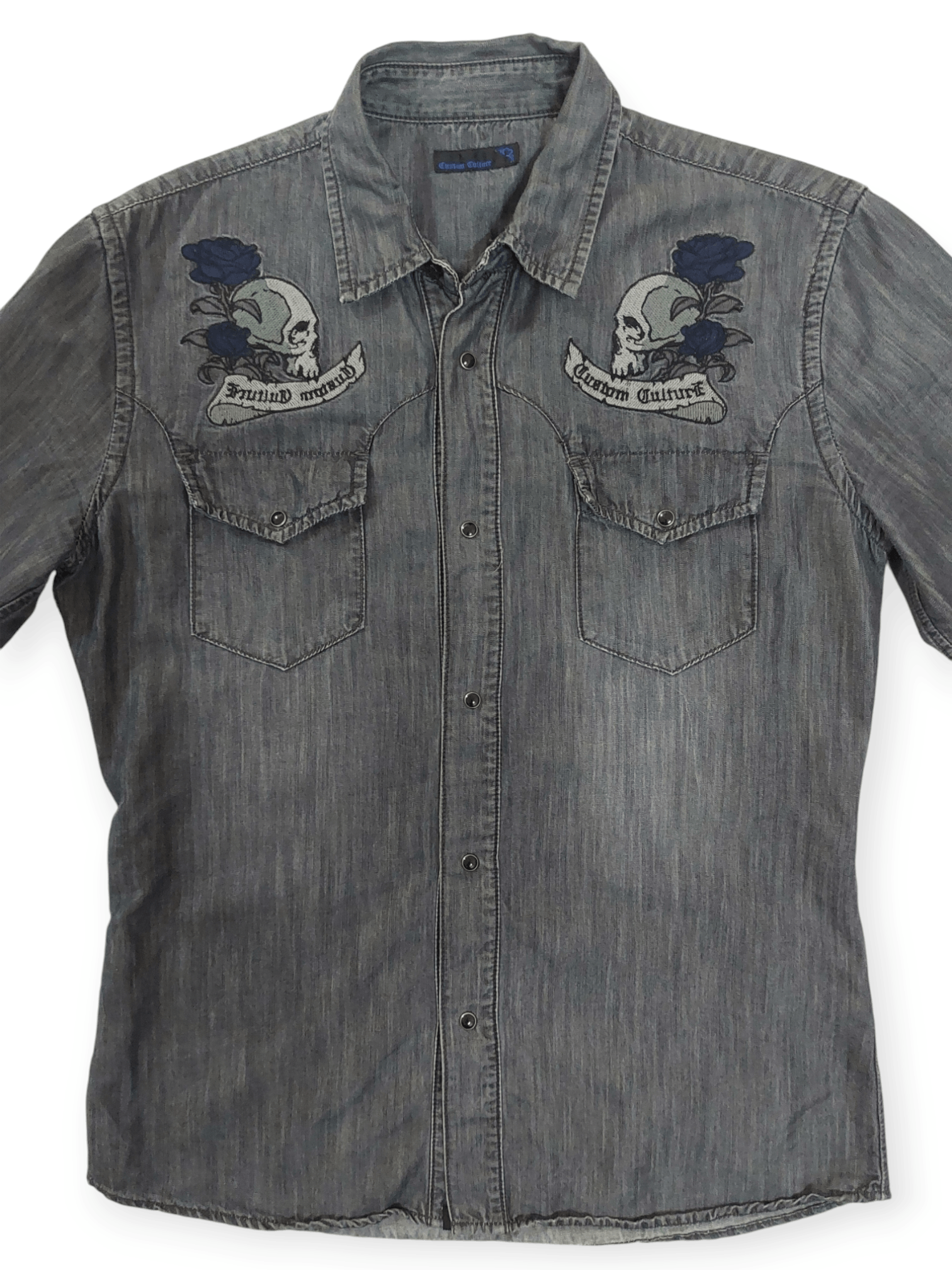 Custom Culture Embroidery Skulls Head Button Ups