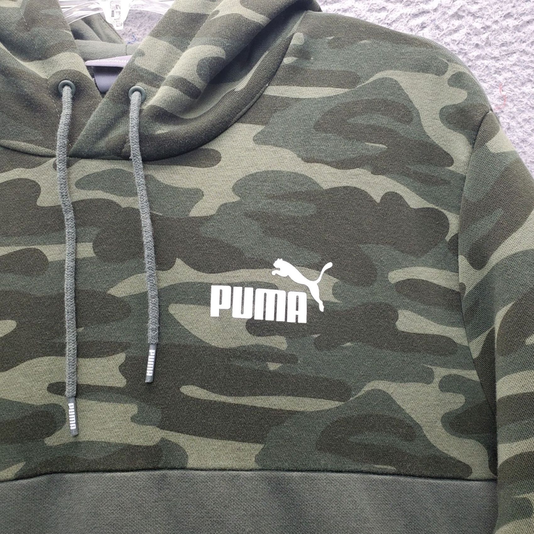 Puma Puma Hoodie Mens XL Green Camouflage Military Fleece Lined Drawstring Pullover Size US XL / EU 56 / 4 - 7 Thumbnail