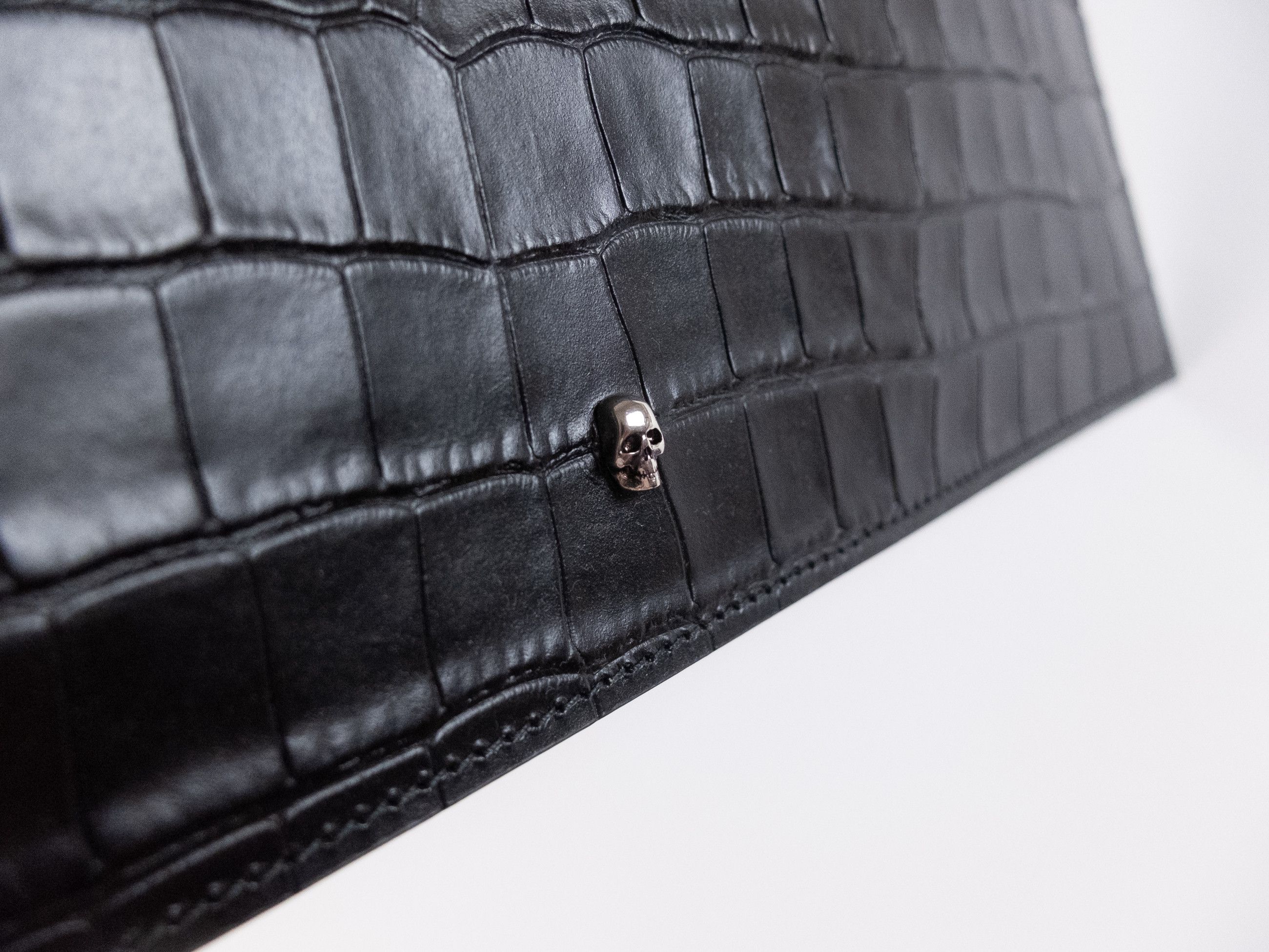 Alexander McQueen ALEXANDER MCQUEEN black croc effect leather flat clutch bag Size ONE SIZE - 3 Thumbnail
