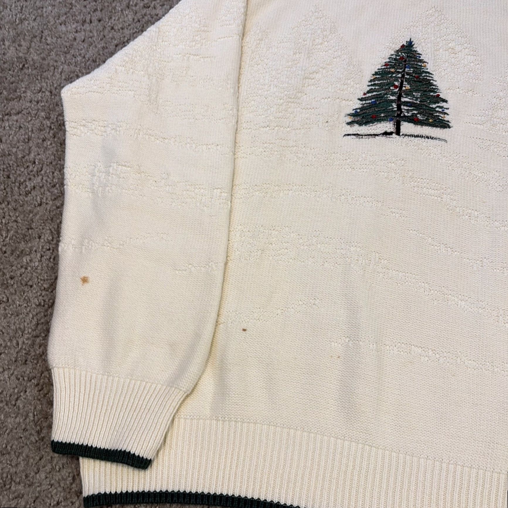 Roundtree & Yorke VINTAGE Roundtree & Yorke Christmas Tree White Green Cotton Knit XL Sweater Size US XL / EU 56 / 4 - 3 Thumbnail
