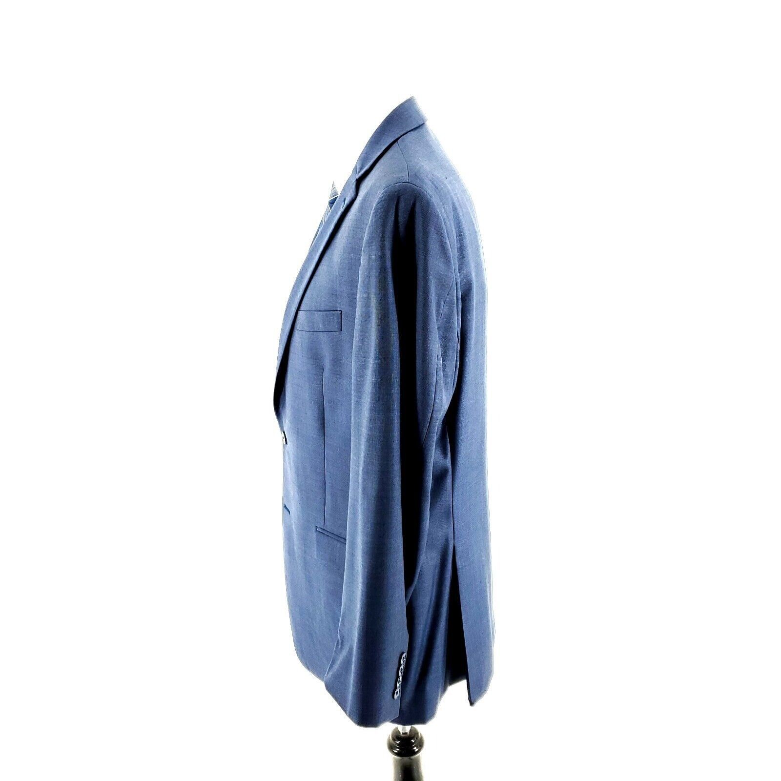 Calvin Klein Calvin Klein Wool 2 Button Blazer 40L Blue Sharkskin Size 40L - 4 Thumbnail