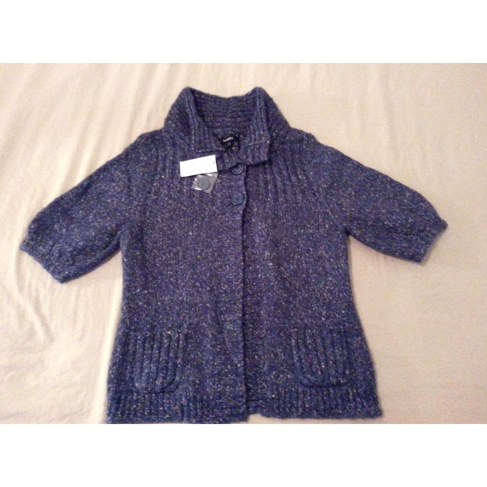 Express Womens Express Jacket Sweater S Small Blue Cotton Wool Jacket Sweater Womens S Blue Cotton Wool Express Size S / US 4 / IT 40 - 2 Thumbnail
