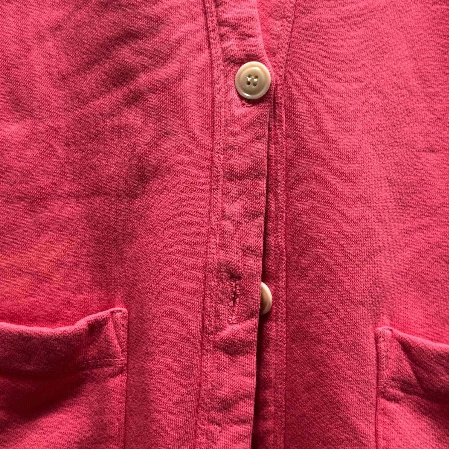 Vintage Raquel Allegra Sweater Cardigan Womens XS0 Pink Terry V-Neck Pockets Relaxed Fit Size XS / US 0-2 / IT 36-38 - 4 Thumbnail