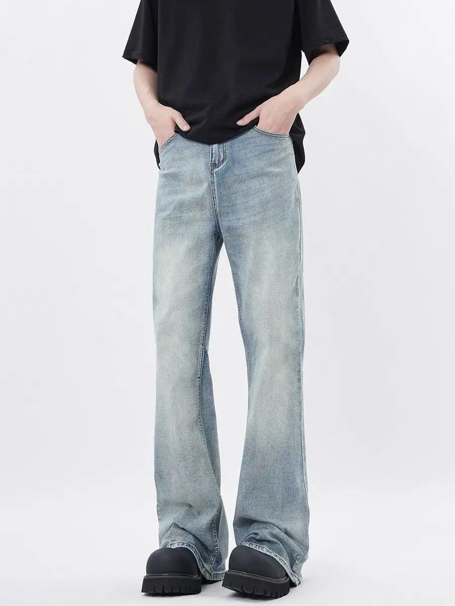 Japanese Brand Retro straight tube micro flared blue jeans Size US 32 / EU 48 - 5 Thumbnail