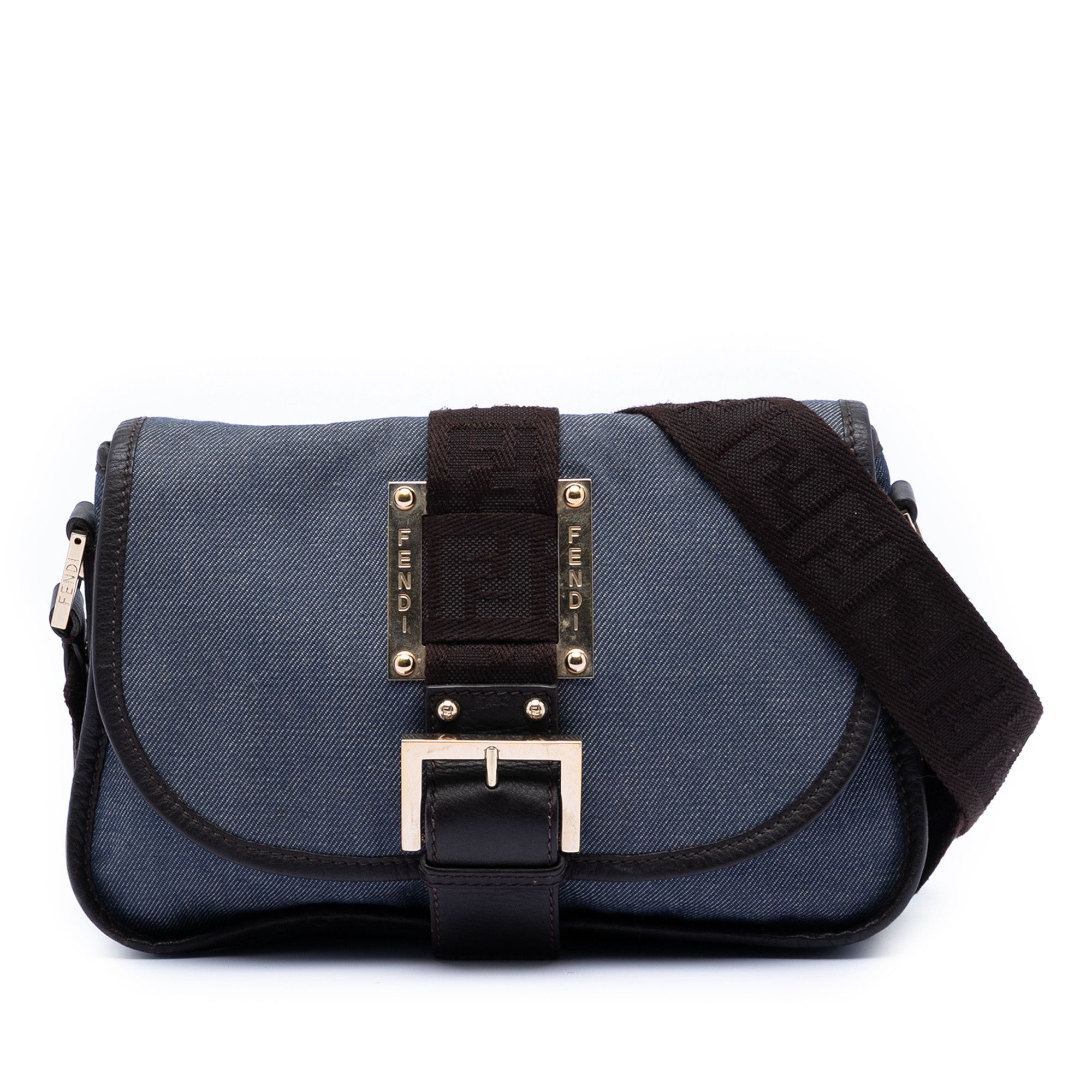 Fendi Fendi Zucca Trimmed Denim Buckle Flap Size ONE SIZE - 1 Thumbnail