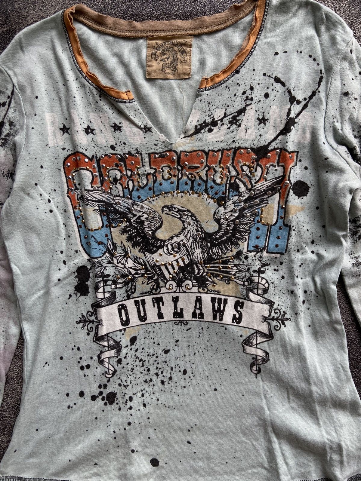 If Six Was Nine Vintage Cold Rush Outlaws Skinny Minnie Longsleeve Size M / US 6-8 / IT 42-44 - 2 Thumbnail