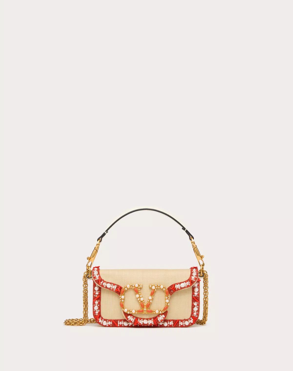 Valentino oc11z0725 Size:OS/Locò Raffia Shoulder Bag in Beige Size ONE SIZE - 1 Thumbnail