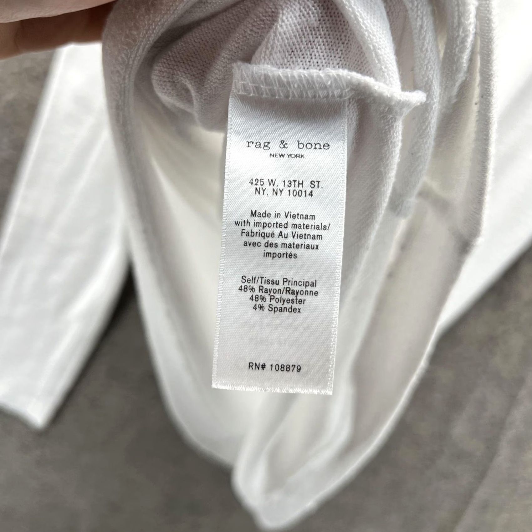 Vintage Rag & Bone/JEAN Shirt Womens Small White V-Neck Long Sleeve Jersey Stretch Top Size S / US 4 / IT 40 - 5 Thumbnail