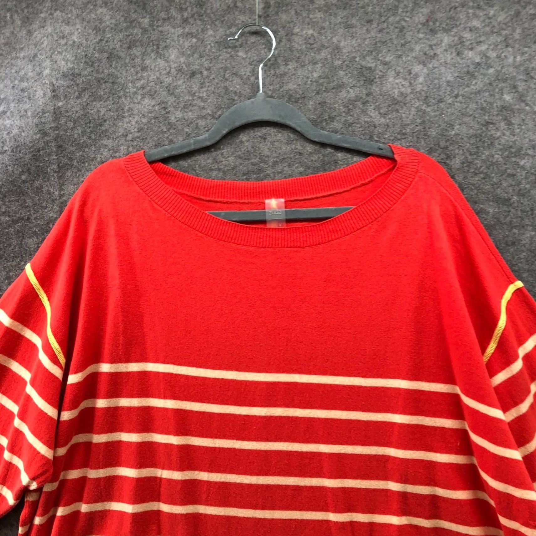 Vintage VINTAGE? No — Zuda Sweater Womens 2X Coral Pink Striped Relaxed Cotton Round Neck Pullover Knit Casual 2X Womens Size XXL / US 16-18 / IT 52-54 - 3 Thumbnail
