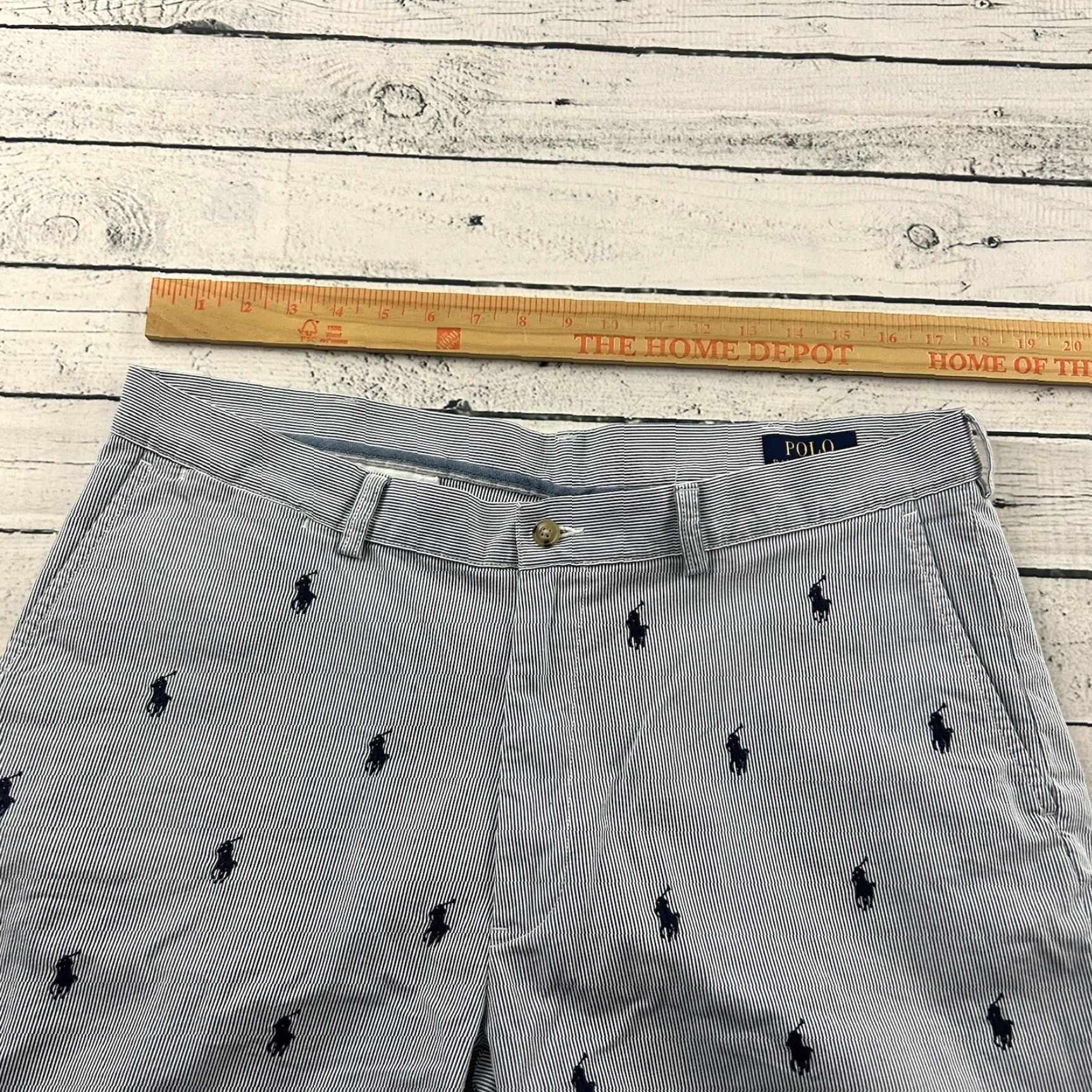 Polo Ralph Lauren Polo Ralph Lauren Horse All Over Striped 9" Classic Chino Shorts Men's 36 Blue Size US M / EU 48-50 / 2 - 4 Thumbnail