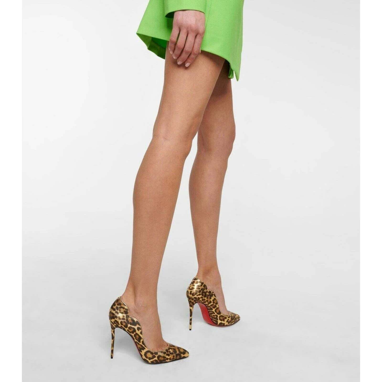 Christian Louboutin Christian Louboutin Hot Chick 100 Black Brown Gold Leopard Size US 7 / IT 37 - 3 Thumbnail