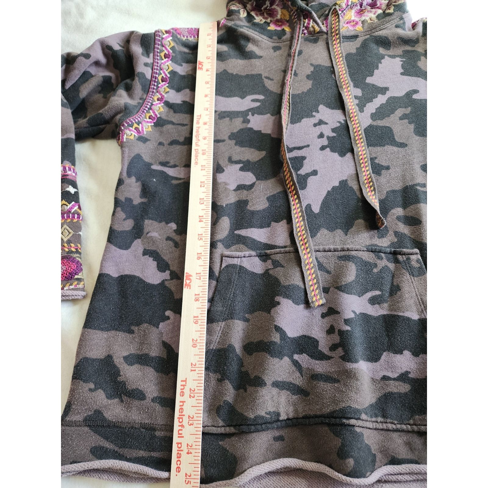 Johnny Was Johnny Was Brown Camo Embroidered Hoodie Small Boho Chic Size S / US 4 / IT 40 - 7 Thumbnail
