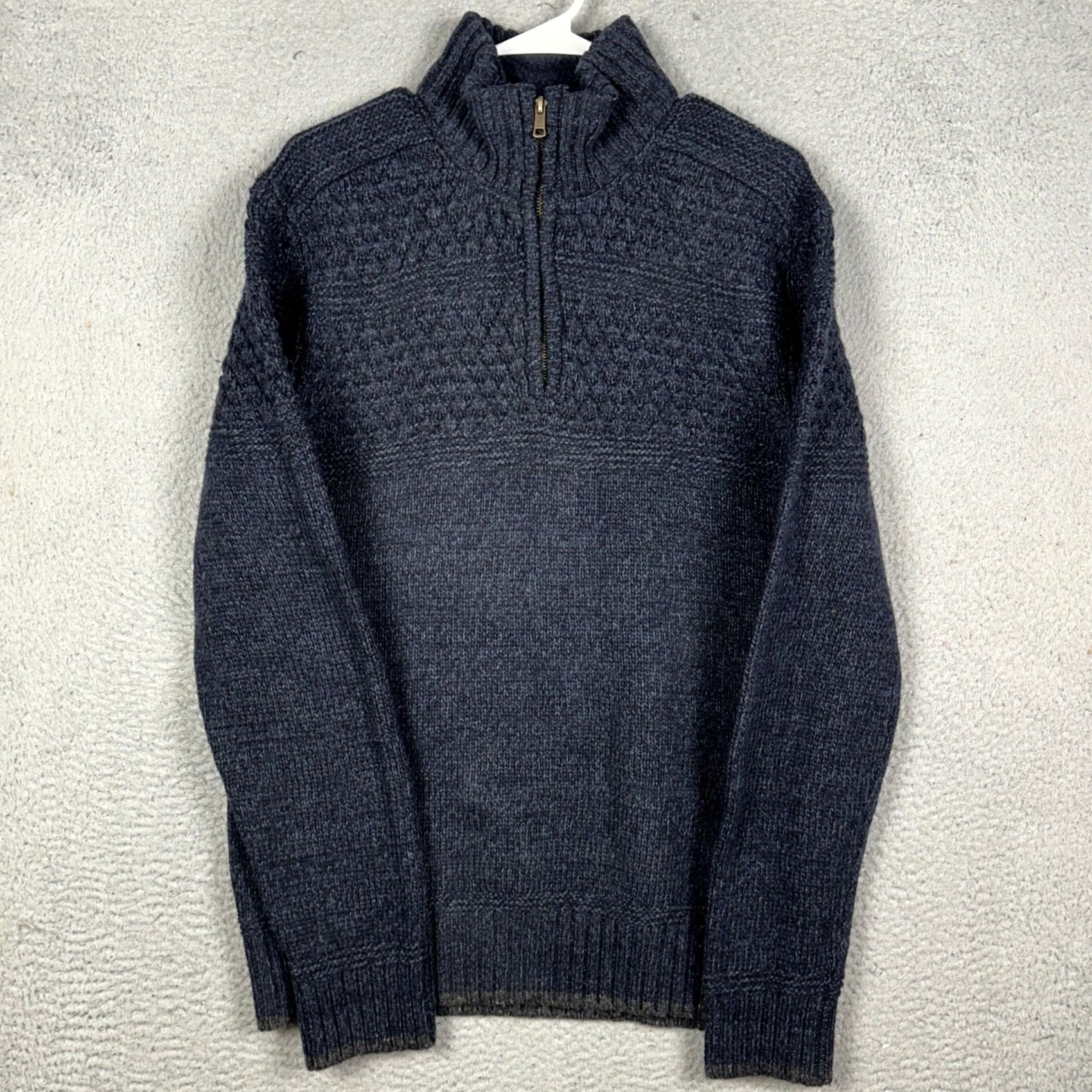 FatFace Fat Face Wool Blend Sweater Knit Mens M Dark Blue Quarter Zip Pullover EUC Size US M / EU 48-50 / 2 - 2 Thumbnail