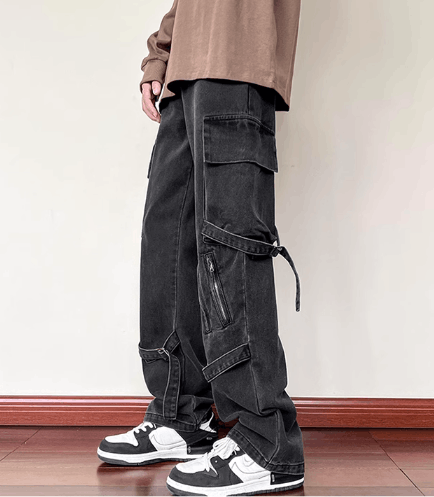 Japanese Brand × Jean American high street men's zippered cargo lace-up jeans Size US 32 / EU 48 - 2 Thumbnail