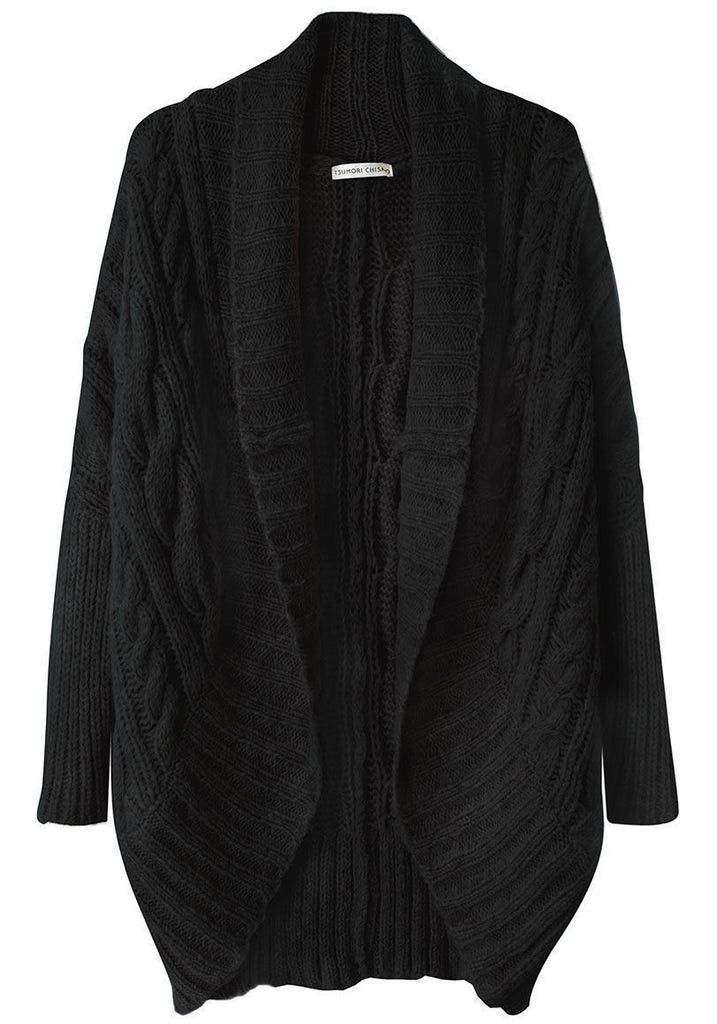 Tsumori Chisato Slouch Alpaca Cable-Knit Shawl Shoulder Open Cardigan Size US L / EU 52-54 / 3 - 5 Thumbnail
