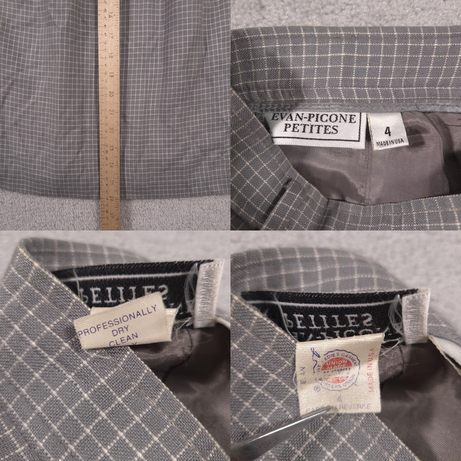 Evan Picone VINTAGE Evan Picone Petites Skirt Womens 4 Petite Gray Plaid Midi Career 80s Size 27" / US 4 / IT 40 - 8 Thumbnail