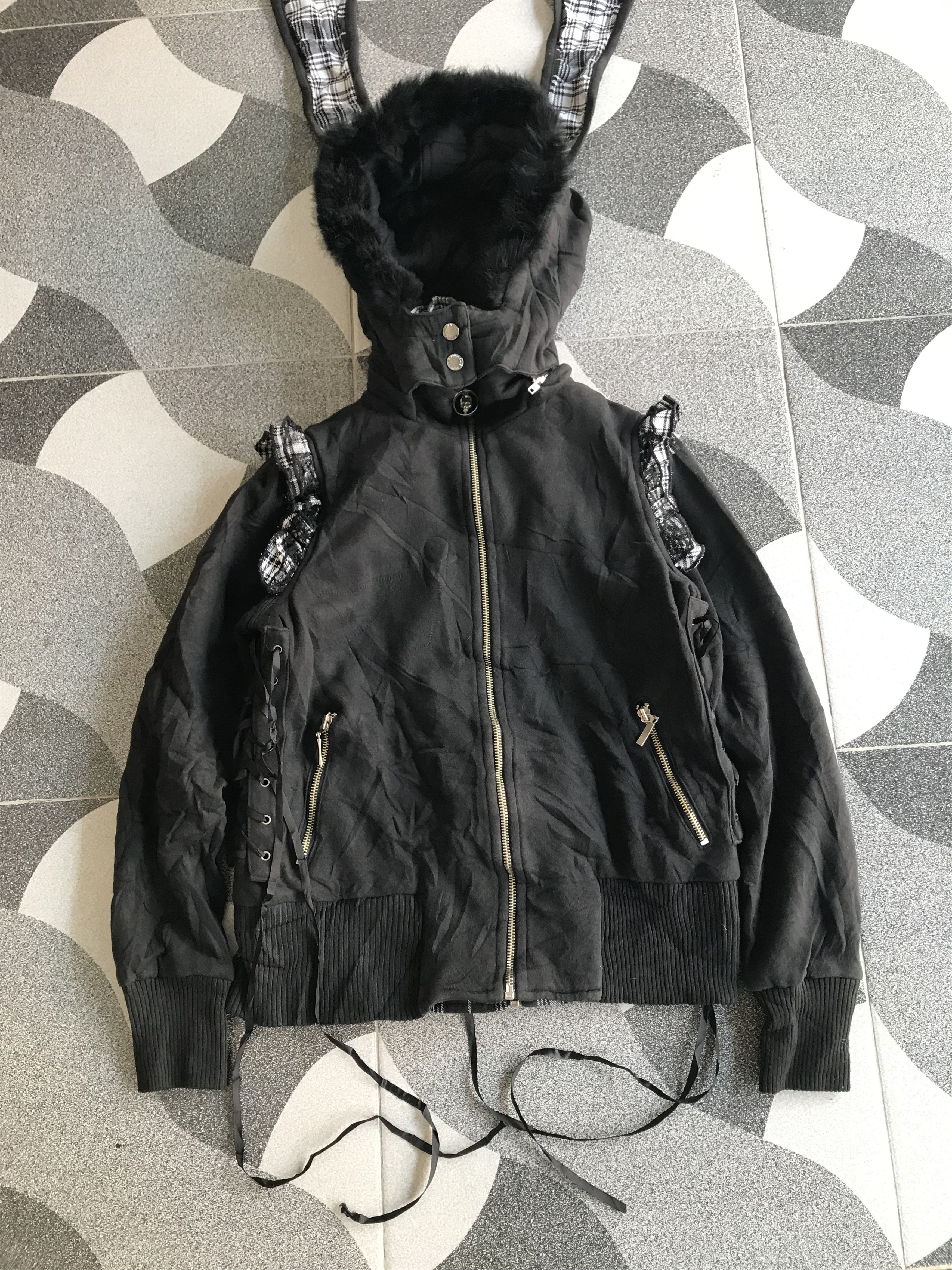 If Six Was Nine Y2K Punk Rave Gothic Fur Zip Hoodie Size US S / EU 44-46 / 1 - 2 Thumbnail