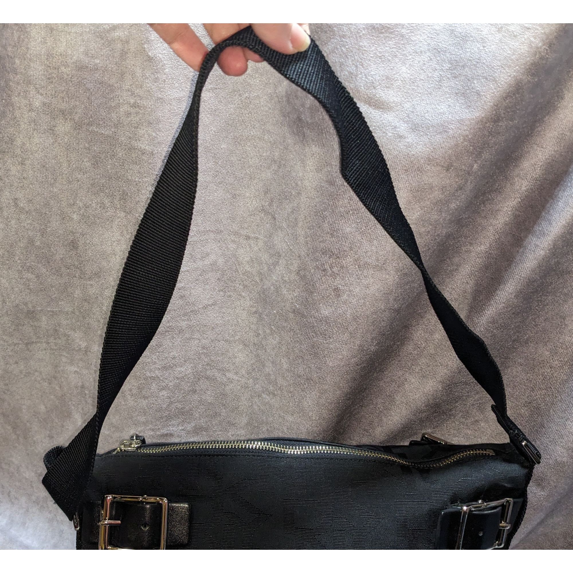 DKNY DKNY Black Canvas Crossbody Bag With Buckle Accents & Zip Cl Size ONE SIZE - 3 Thumbnail