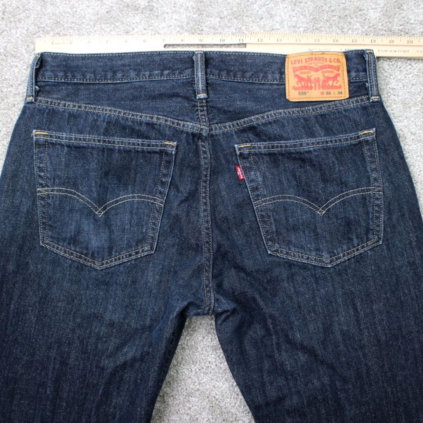Levi's Levi's 559 Jeans Mens 36x32 Blue Relaxed Straight 5-Pocket Denim 100% Cotton Size US 36 / EU 52 - 7 Thumbnail