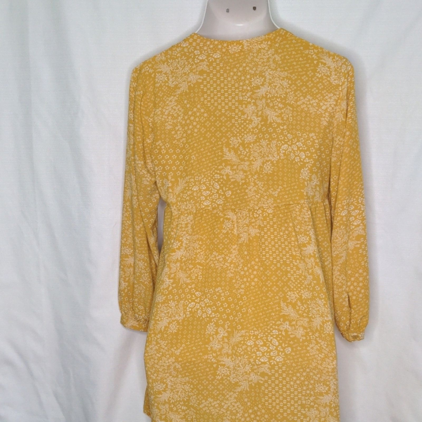 Old Navy OLD NAVY Mustard Yellow Floral Print Boho V-Neck Dress Med Size M / US 6-8 / IT 42-44 - 5 Thumbnail