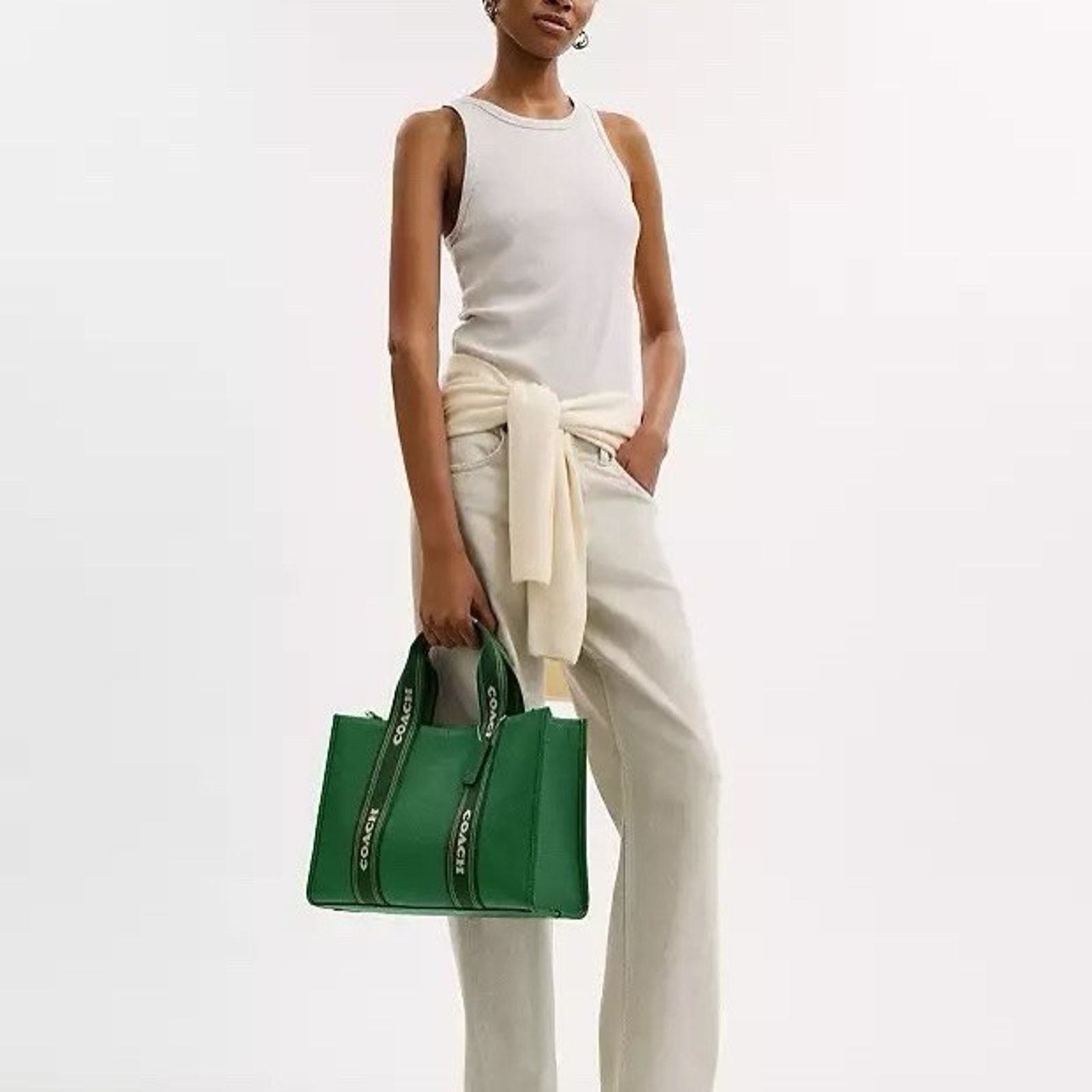 Coach NWT Coach CBM10 Smith Tote Bag Pebble Leather Webbing Kelly Size ONE SIZE - 5 Thumbnail