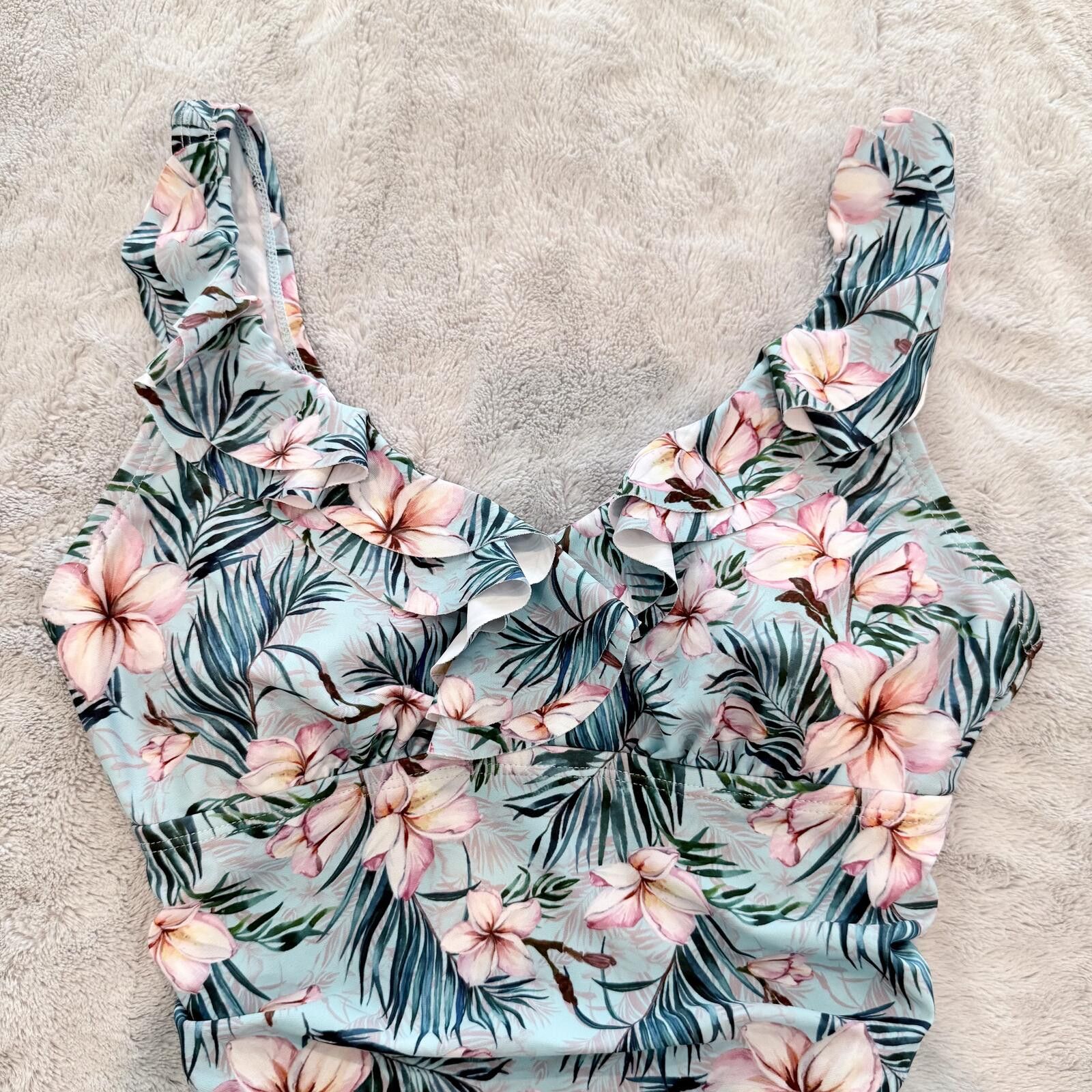 Nothing Personal Floral Ruffled One-Piece Swimsuit Size ONE SIZE - 2 Thumbnail
