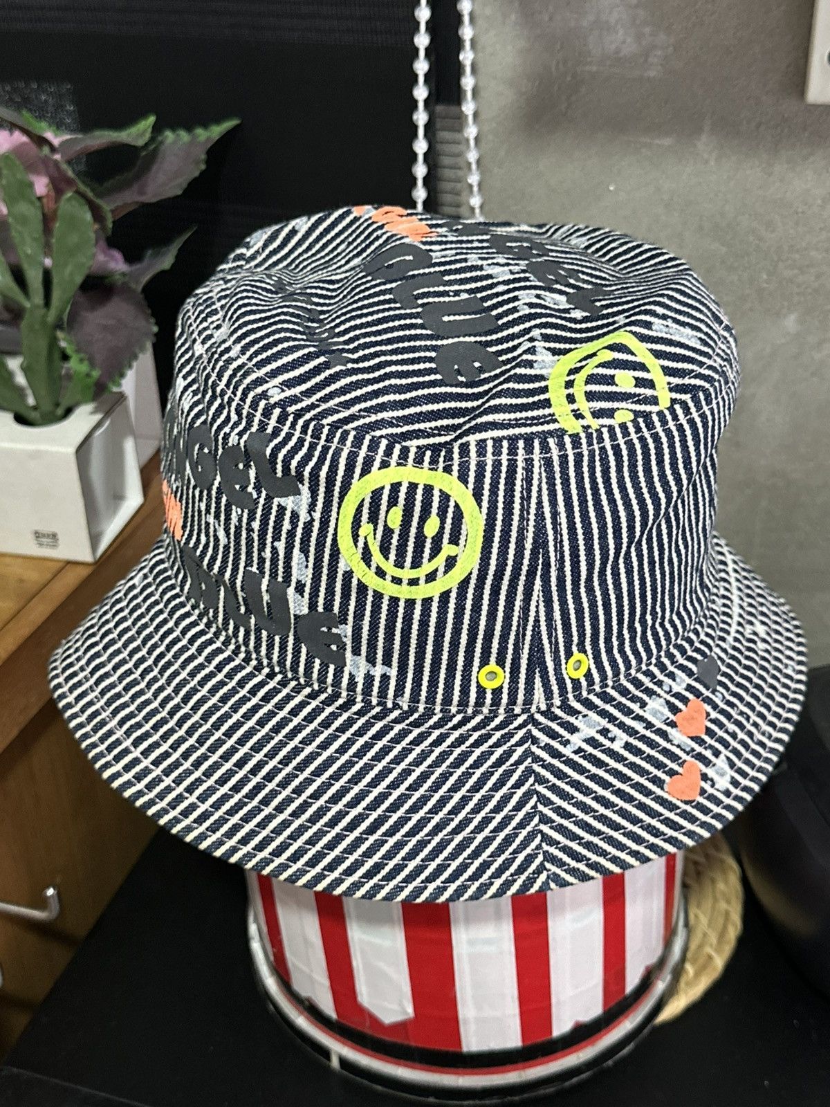 Angel Blue × Beauty Beast × Hysteric Glamour 2000s - Angel Blue Hickory Denim Bucket Hats (OSFA) Size ONE SIZE - 4 Thumbnail