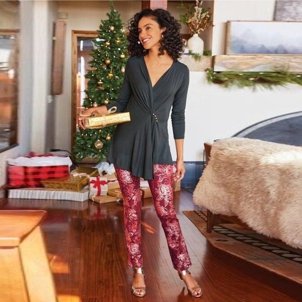 Other NWT New Soft Surroundings Perfect Ponte Straight Leg Red Se Size 32" / US 10 / IT 46 - 1 Thumbnail