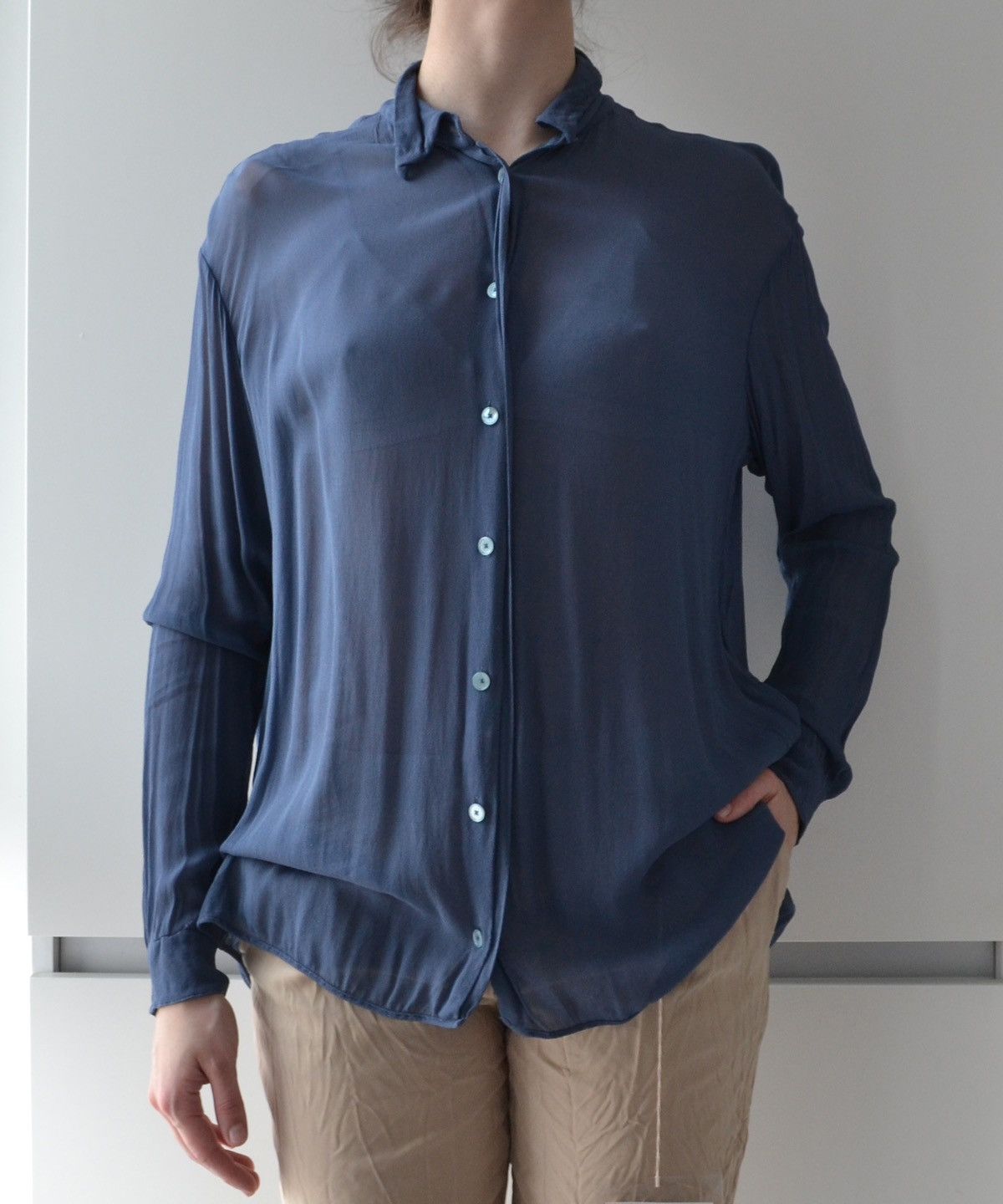 Acne Studios Acne Studios Shirt Button Up Long Sleeve Silk A/W'11 Blue Size S / US 4 / IT 40 - 1 Thumbnail