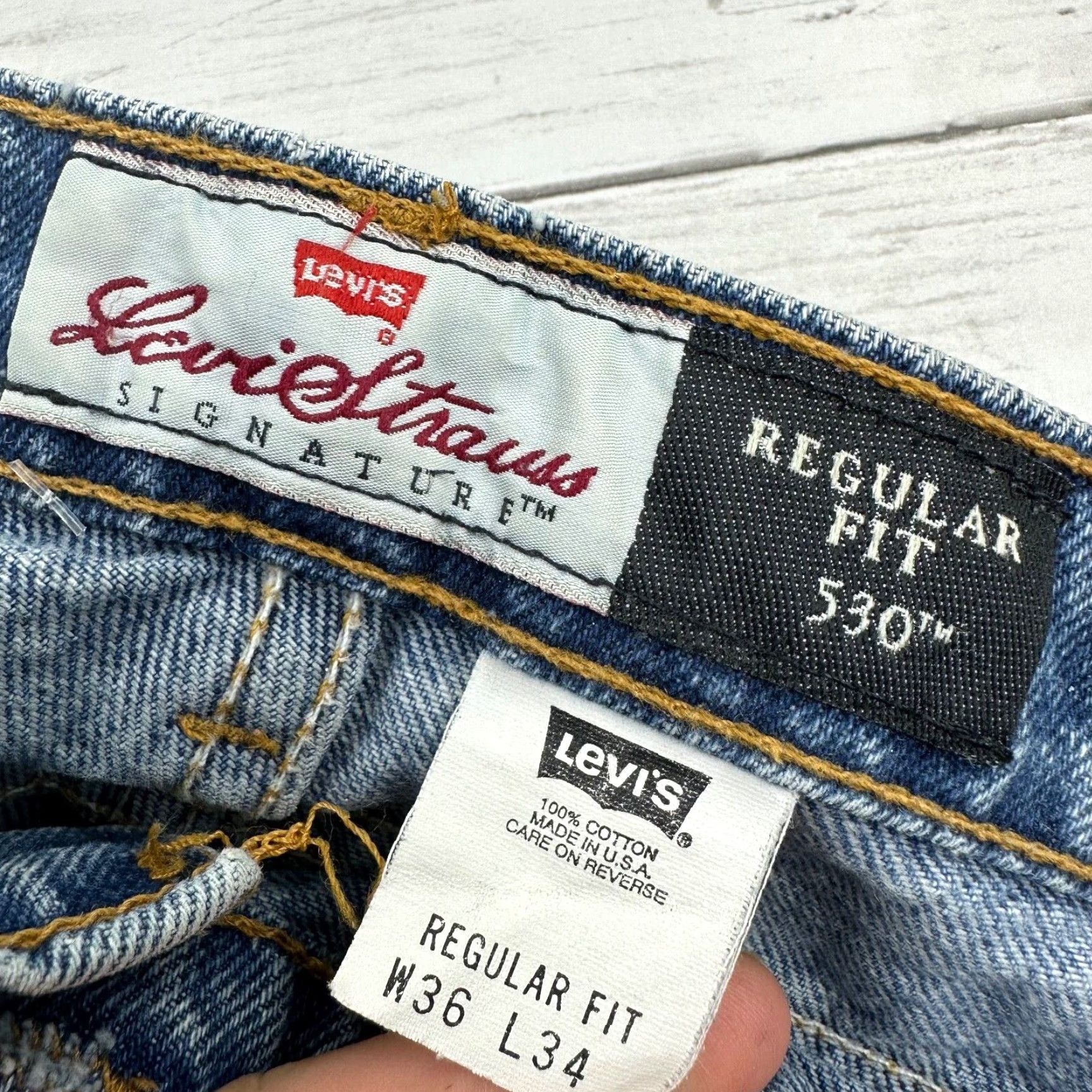 Levi's VTG Levi's Jeans Signature Regular 530 Bootcut 36x34 USA Made Mens Blue 1990s Vintage 90s USA Levi's 500 Series Jeans Size US 36 / EU 52 - 3 Thumbnail