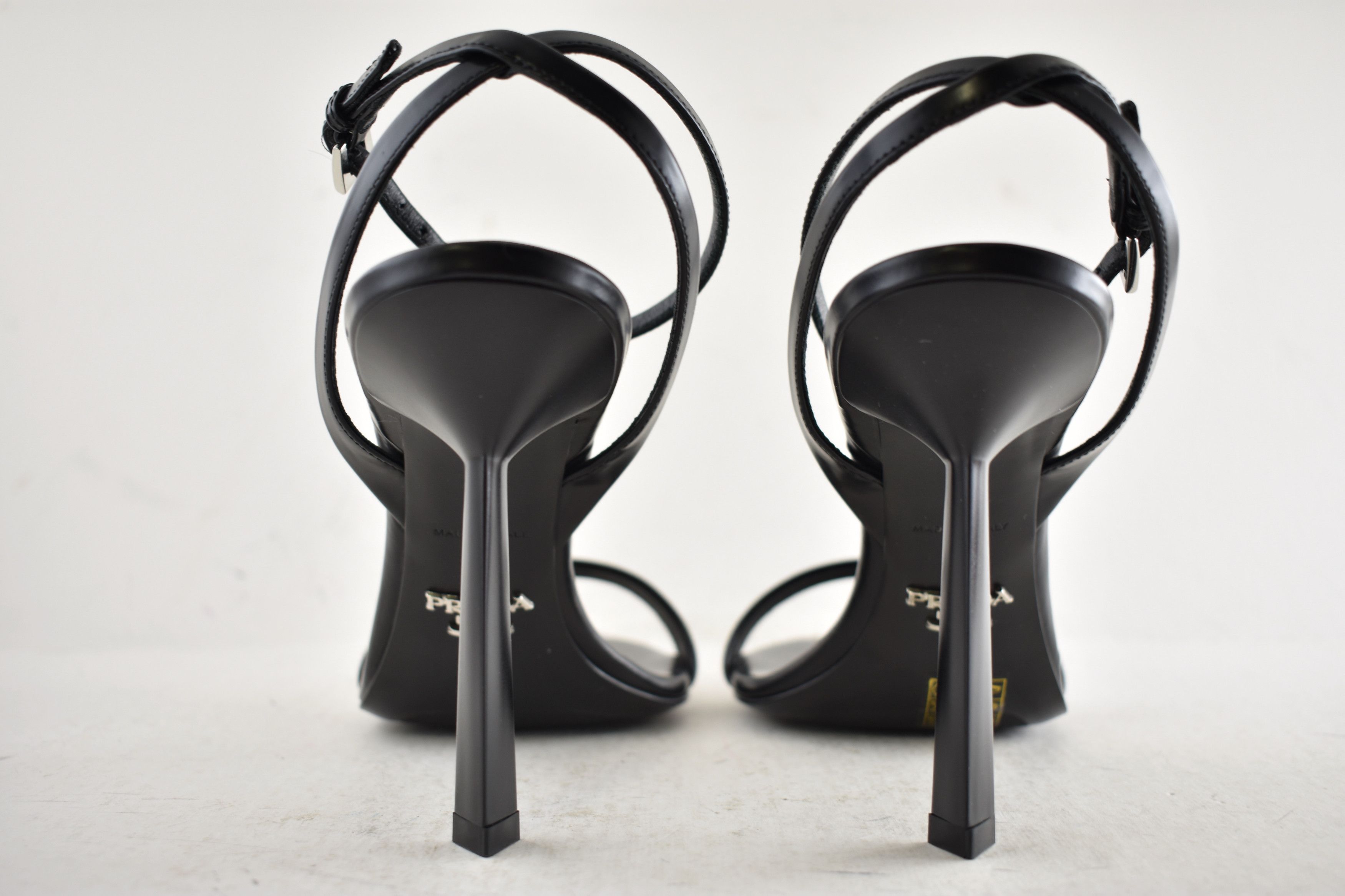 Prada Leather Pointed Toe Logo Ankle Strap Heel Sandal Pump 38 Size US 8 / IT 38 - 18 Thumbnail