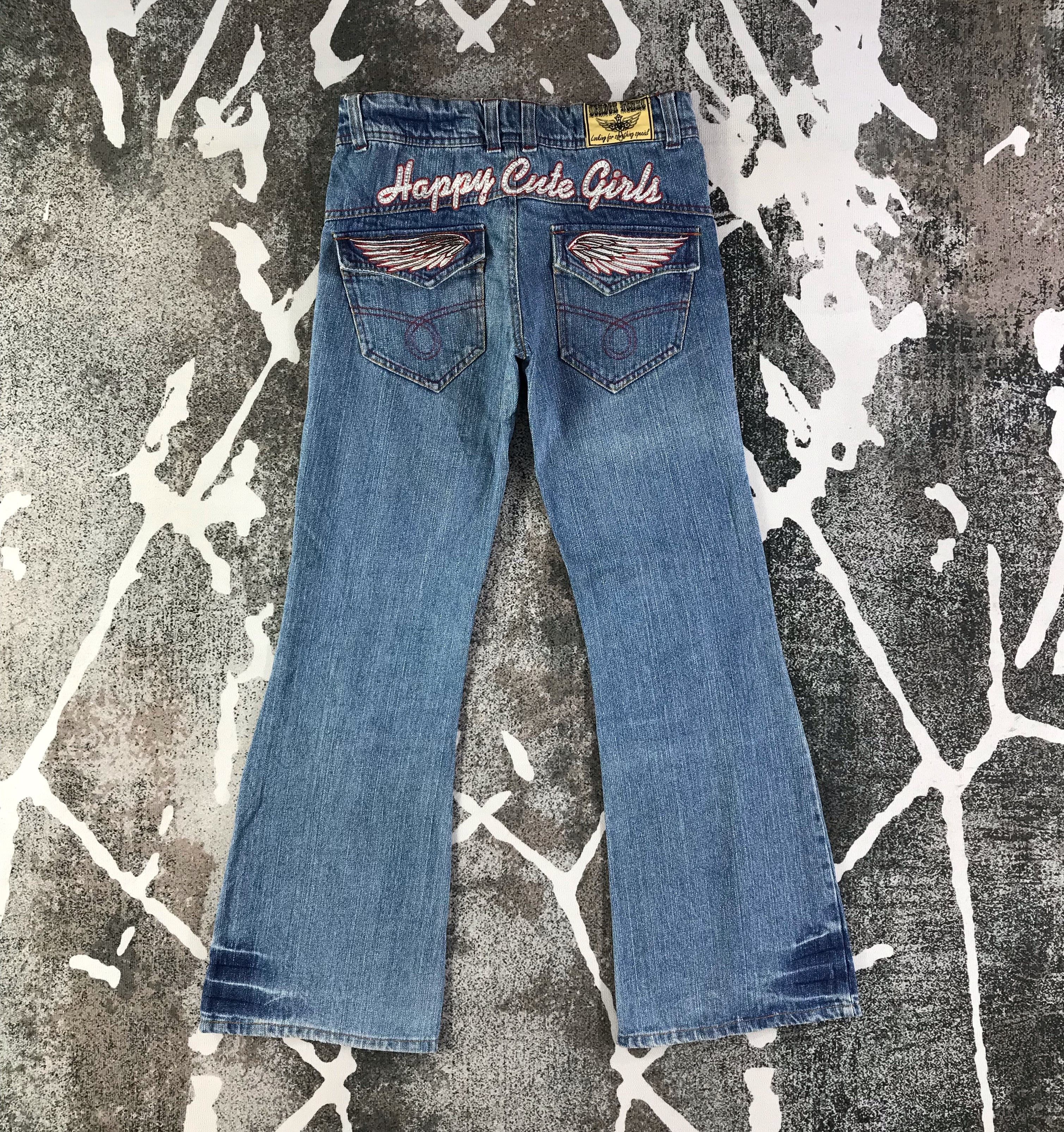 Japanese Brand Tender Heart Jeans Embroidered Flare Denim KJ1857 Size 29" - 1 Thumbnail