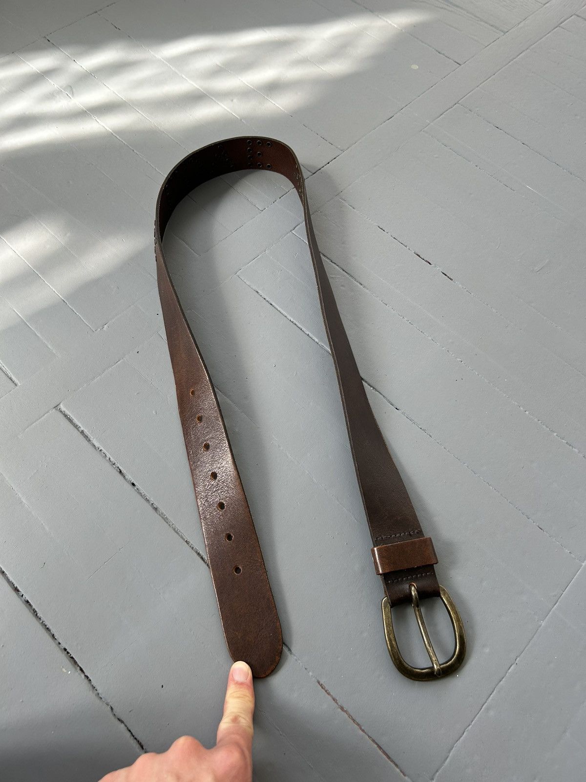 Leather Leather belt vintage Size ONE SIZE - 2 Thumbnail