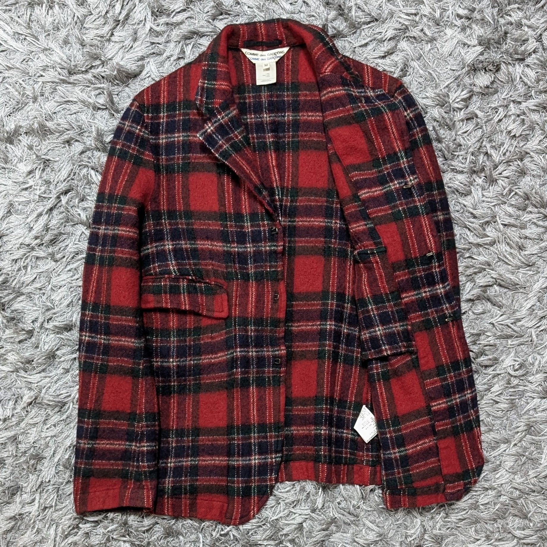 Comme des Garcons A/W 1998 Comme Des Garcons Red Check Wool Jacket Winter Coat Size M / US 6-8 / IT 42-44 - 4 Thumbnail
