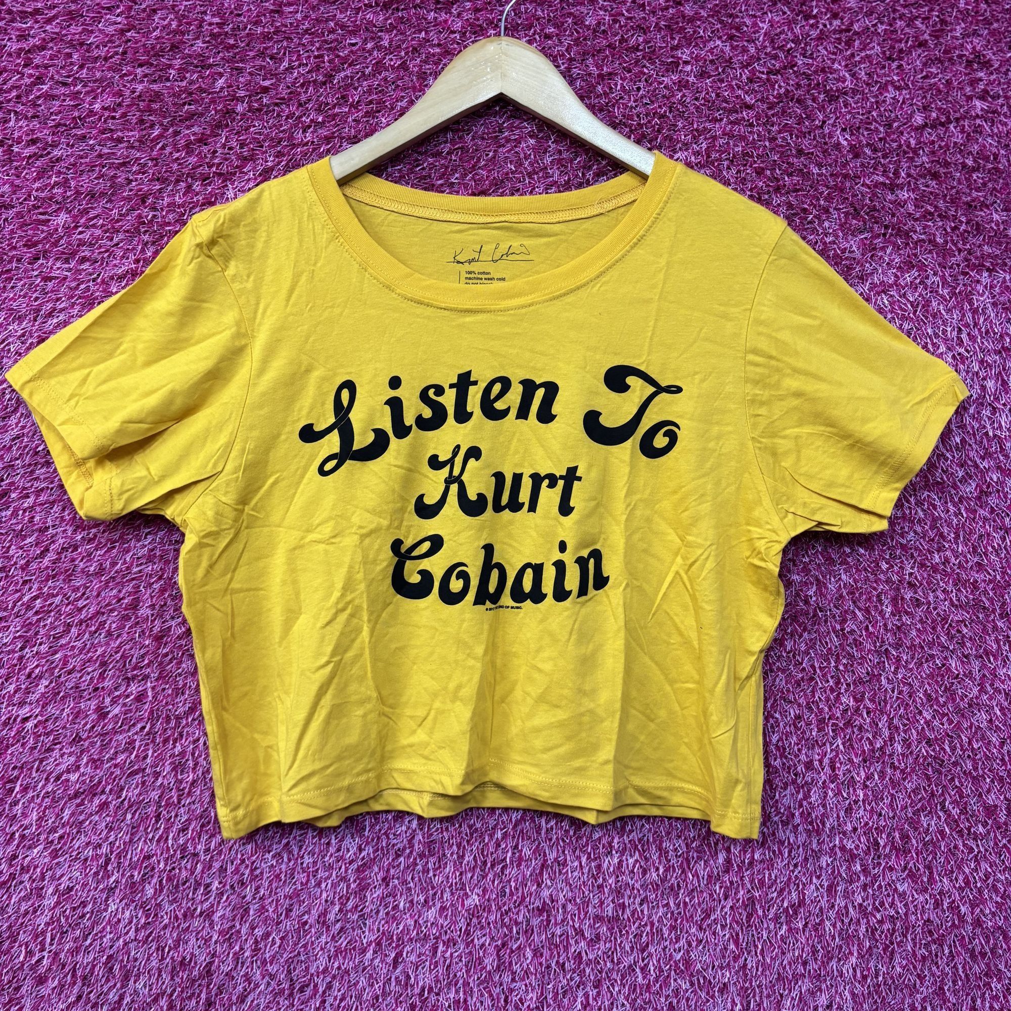 Nirvana Listen to Kurt Gobain Yellow Crop- top Shirt XL Size XL / US 12-14 / IT 48-50 - 1 Thumbnail